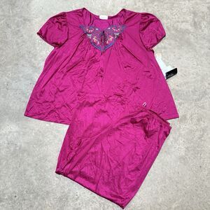 Vtg Vanity Fair Lingerie Set Women XXL Silkenique Pants Top Embroidered Pajamas